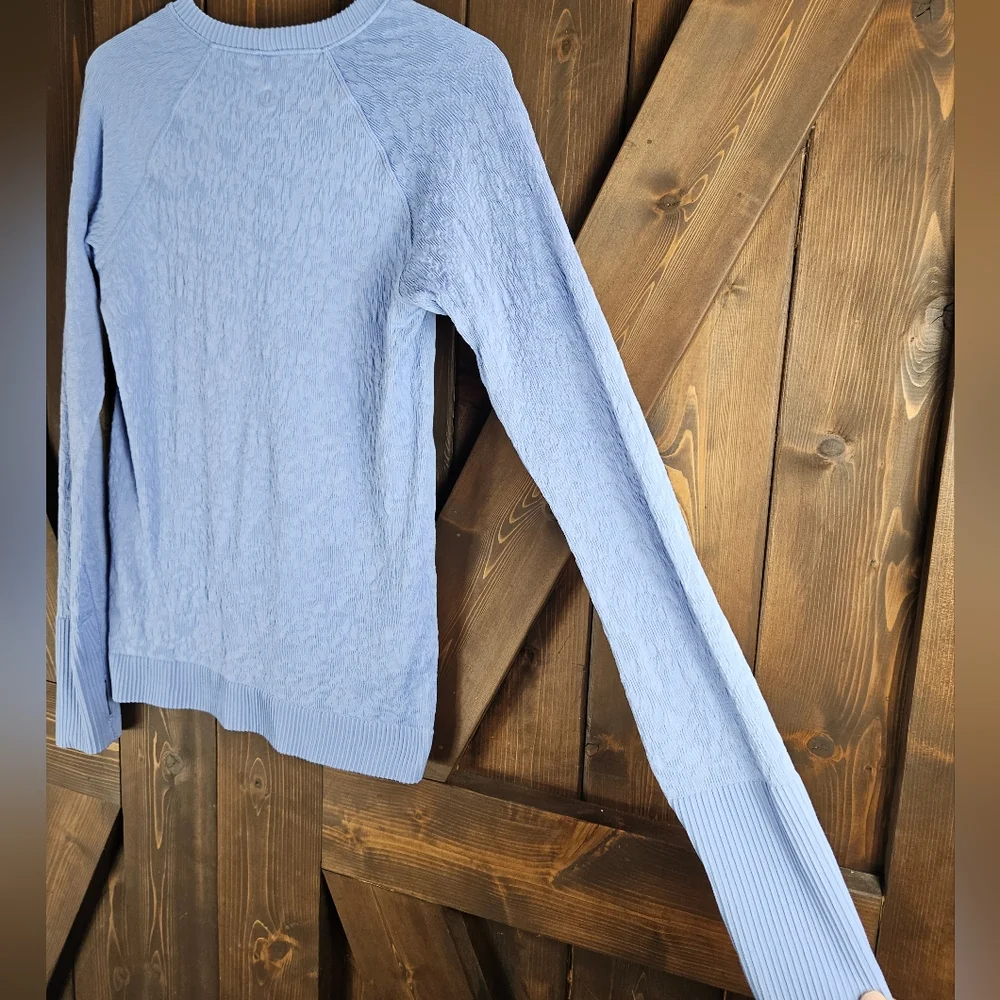 Lululemon Rest Less Pullover Hydrangea Blue  Long Sleeve Ribbed Size 10 - Picture 7 of 8
